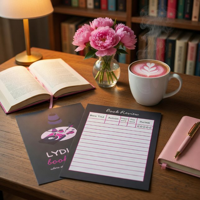 Invitation Vinyl Record & Coffee Custom Book Review Card (Créateur téléchargé)