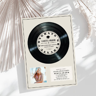 Invitation Vinyl Record Tan Plaque Photo Graduation