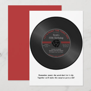 Invitation Vinyl vintage 45 Record Surprise Anniversaire Invi