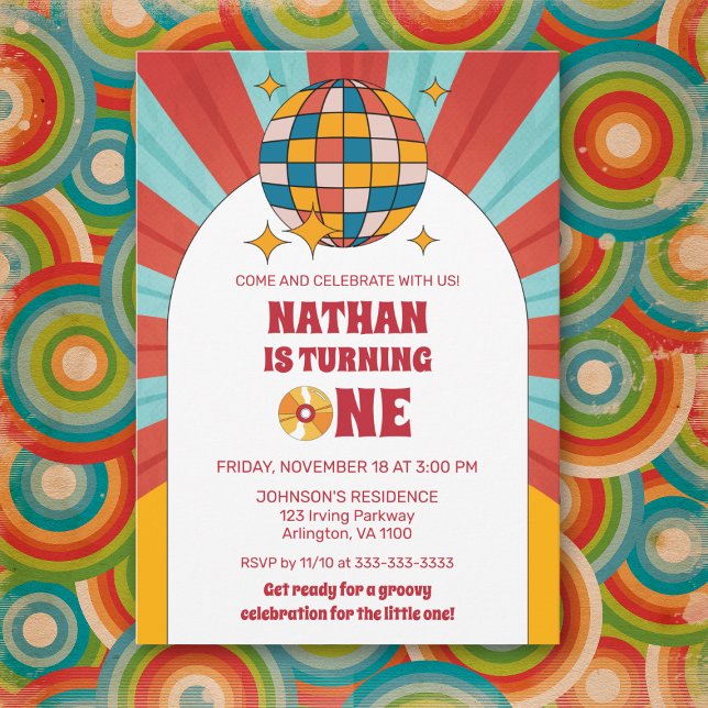 Invitation Vinyle Groovy pour la 1ère fête d'anniversaire des (Créateur téléchargé)