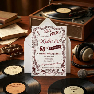 Invitation vinyle pour fête d'anniversaire sur la