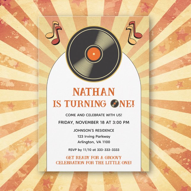 Invitation Vinyle rétro pour fête d'anniversaire des enfants, (Créateur téléchargé)