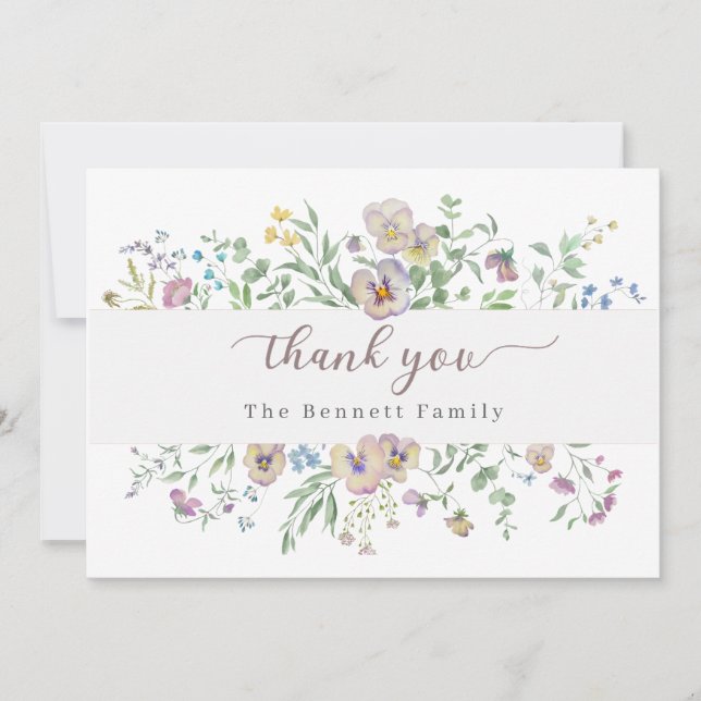 Invitation Viola & Eucalypt Floral Thank you Card (Devant)
