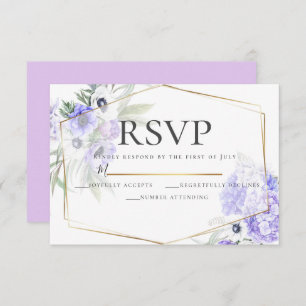 Invitation Violet Anémonique Floral Mariage RSVP