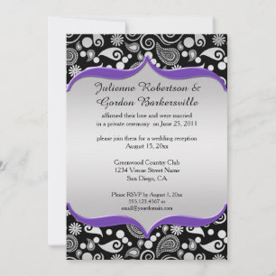 Invitation Violet Argent Noir Paisley Après Mariage