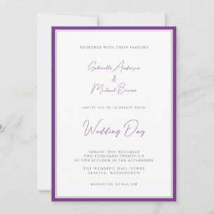 Invitation Violet Blanc Traditionnel Simple Élégant Lavande