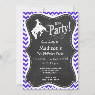 Invitation Violet bleu Chevron; Rodéo