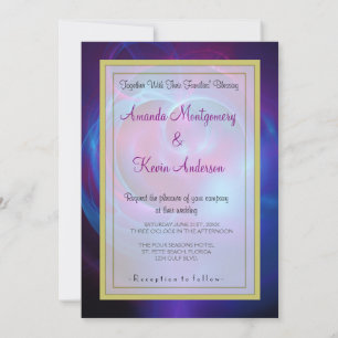 Invitation Violet bleu et rose Cosmique Tourbillonnant Mariag