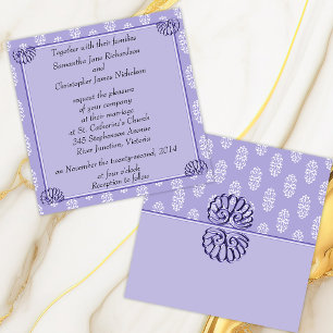 Invitation Violet bleu Mariage damassé