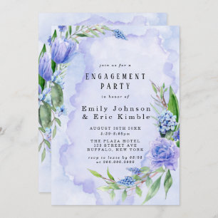 Invitation Violet Dusty Blue Hyacinth Peony Party