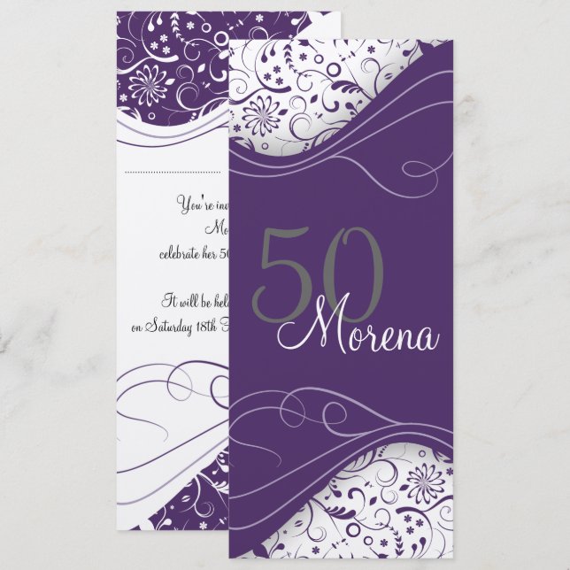 Invitation Violet Elégant (Devant / Derrière)