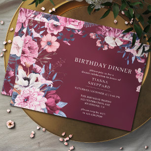 Invitation Violet   Élégant dîner floral marron
