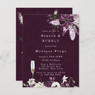 Invitation Violet et blanc pivoines Brunch & Bubbly Invitatio