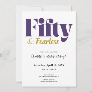 Invitation Violet et Or Cinquante & Sans Peur 50e Anniversair