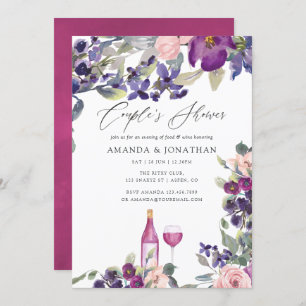 Invitation Violet et Plum Floral Couples Douche Dégustation d