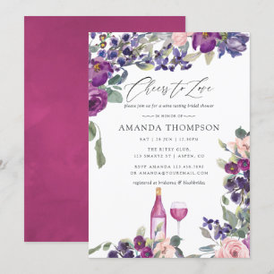 Invitation Violet et prune floral Fête de mariage avec dégust