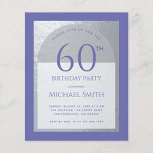 Invitation Violet Faux Argent pour les 60 ans