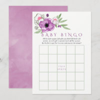 Violet floral et Baby shower d'âge Bingo bébé