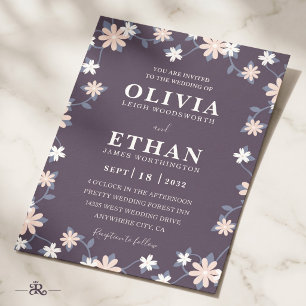 Invitation Violet Floral Minimaliste Illustration de Fleur Sa