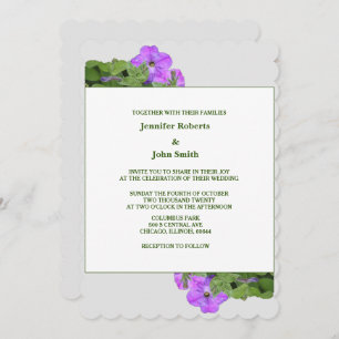 Invitation Violet Floral Sage Vert Violet gris mignon Mariage