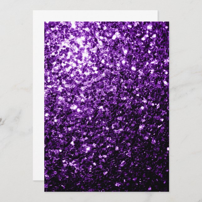 Invitation Violet foncé faux paillettes brillantes scintillen (Devant / Derrière)