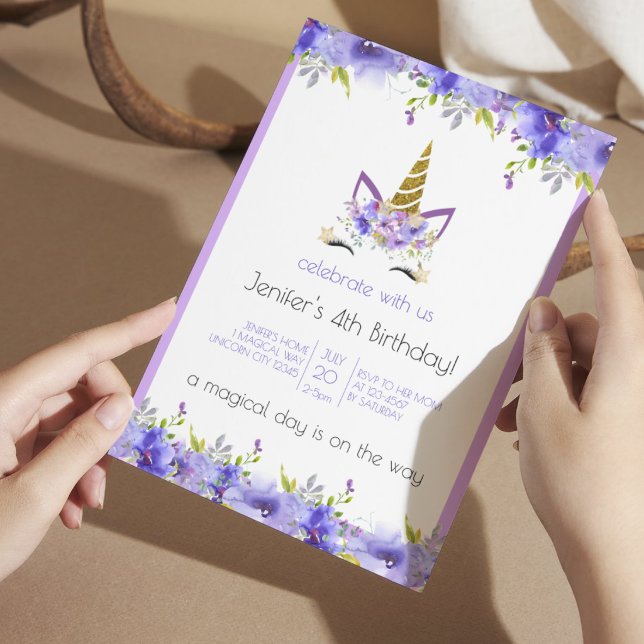 Invitation Violet Frais | Décoration de fête d'anniversaire d (Créateur téléchargé)