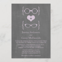Violet Geeky Lunettes Chalkboard Mariage Inviter