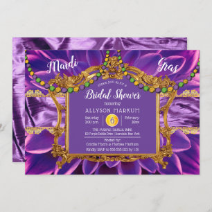 Invitation Violet   Gold Floral Mardi Gras Fête des mariées