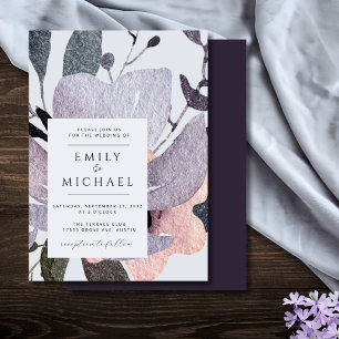 Invitation Violet Gras Abstrait Floral Mauve
