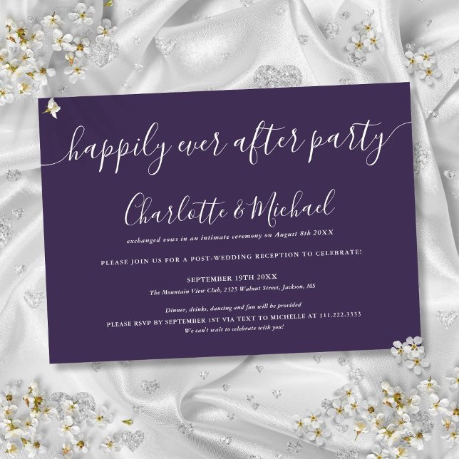 Invitation Violet Heureux Jamais après le Mariage de la fête (Purple Happily Ever After Party Wedding Invitation)