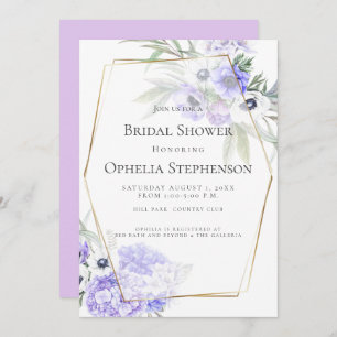 Invitation Violet Hydrangea et Anemone Bouquet floral