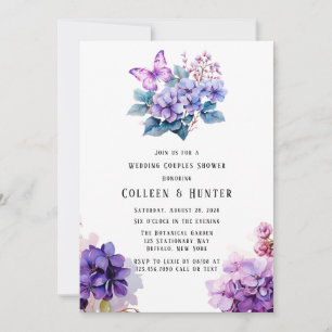 Invitation Violet Hydrangea Floral Butterfly Wedding shower