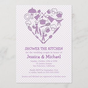 Invitation Violet Lilac Mariage Couple Douche Cuisine