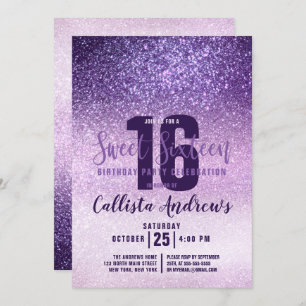 Invitation Violet Lilac violet triple Parties scintillant Omb