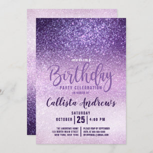 Invitation Violet Lilac violet triple Parties scintillant Omb