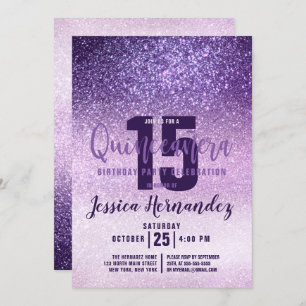 Invitation Violet Lilac Violet triple Parties scintillant Qui