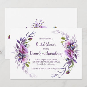 Invitation Violet Mauve Pourpre Cadre Floral pour Enterrement