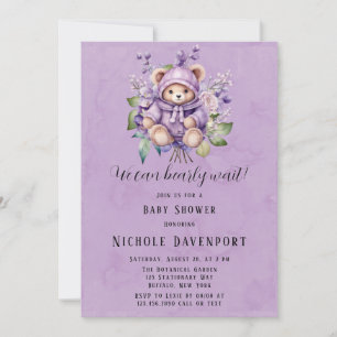 Invitation Violet mignon Ours Teddy Floral Nous Pouvons Atten