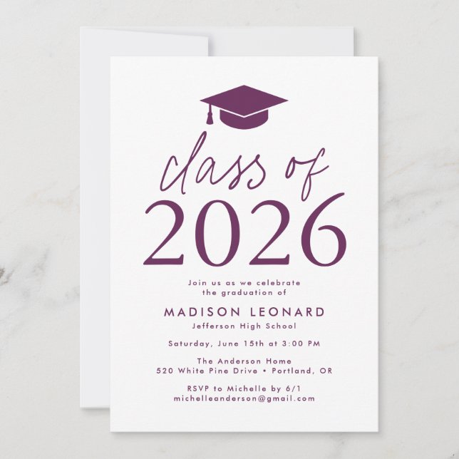 Invitation Violet | Modern Class of 2023 Graduation Party (Devant)