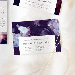 Invitation Violet moderne pinceau Stroke Engagement Party