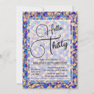 Invitation Violet Mosaïque Bleue Bonjour Trente Anniversaire