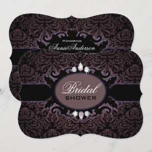 Invitation violet noir damassé victorien gothique nuptiale do