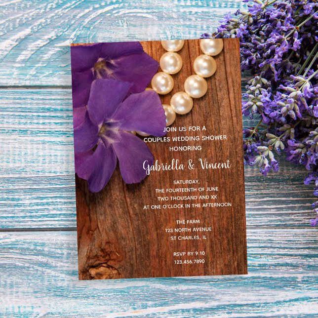 Invitation Violet Périwinkle Grange Bois Couples Wedding show (Créateur téléchargé)
