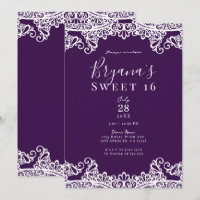 Violet Pourpre & Dentelle Dorée Élégante Fête Douc