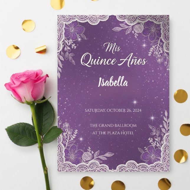 Invitation Violet Quinceañera Invitations, Elegant (Créateur téléchargé)