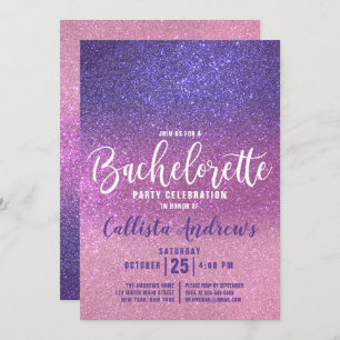 Invitation Violet rose triple Parties scintillant Bachelorett