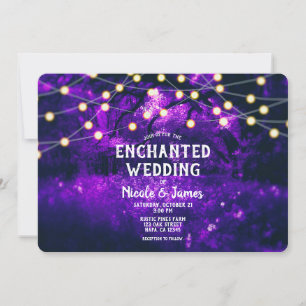 Invitation Violet Rustique Enchanted Mariage Lumières Forêt