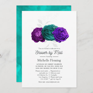 Invitation Violet rustique et turquoise douche florale par co