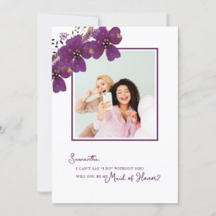 Invitation Violet serez-vous ma servante d'honneur Propositio
