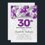 Invitation Violet violet argent Parties scintillant de ballon<br><div class="desc">Glam moderne violet violet argenté Parties scintillant de ballon étincelant n'importe quel âge Anniversaire Invitation</div>